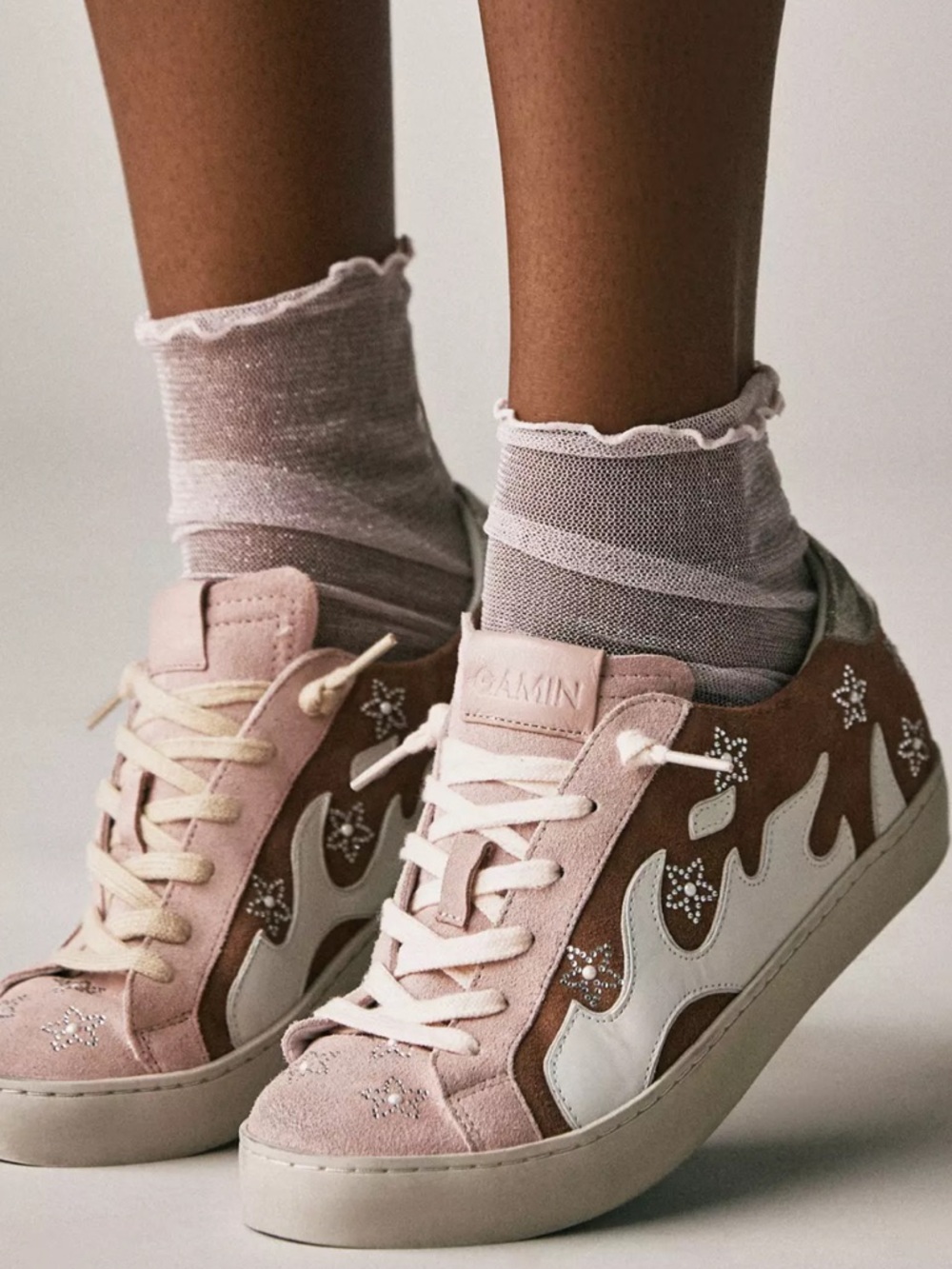 Bibi Lou Gamin Dopamine Pink Brown Anthropologie Sneakers Size 38